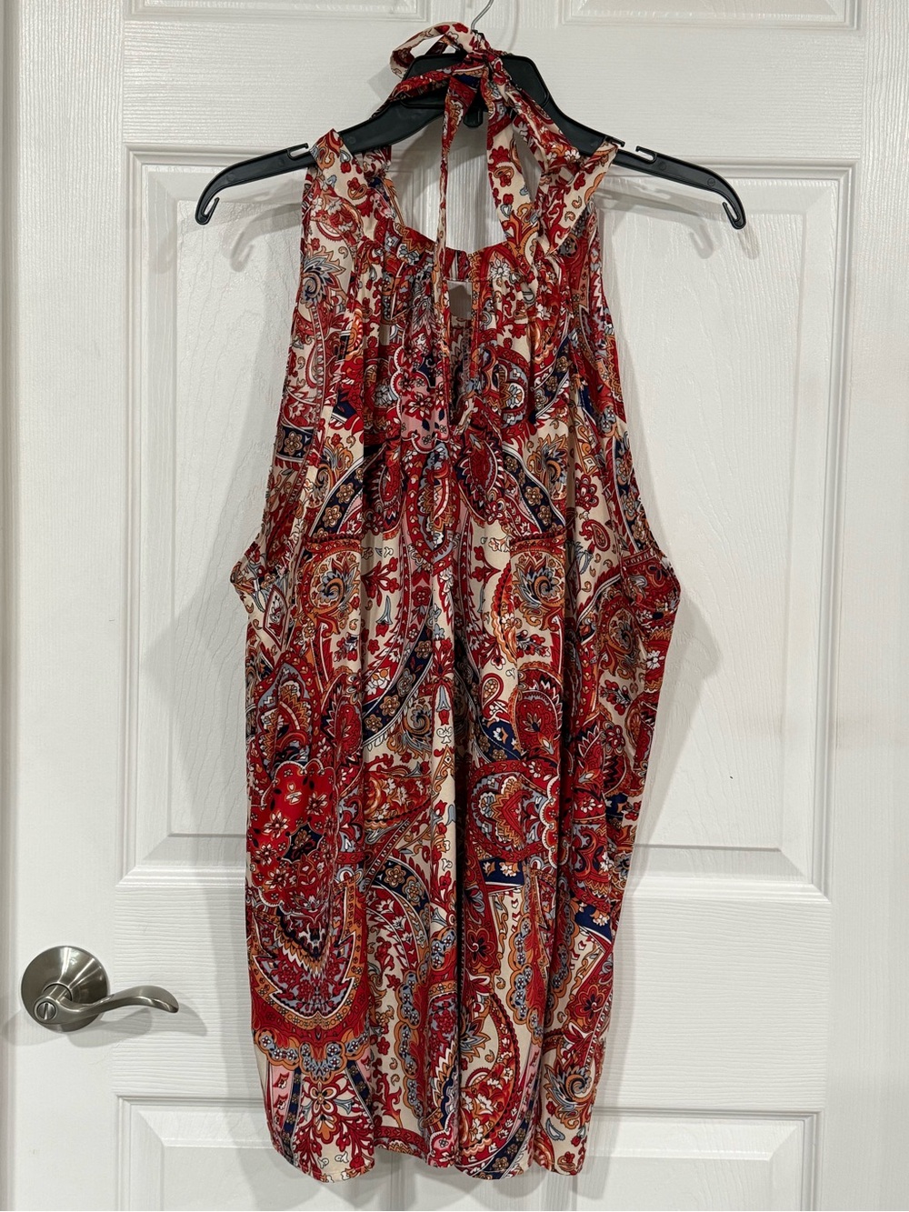 SHEIN Red Paisley Halter Tie-Neck Camisole